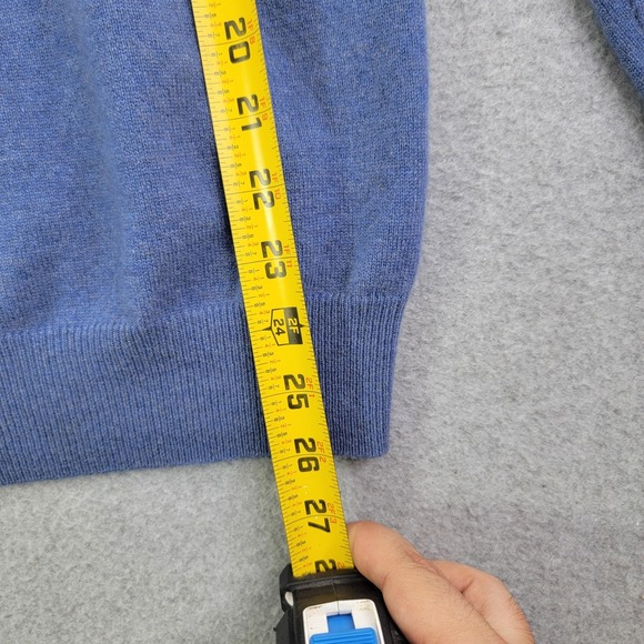 Sweater Mens medium Blue High Neck Cashmere Pullover Elbow Patch Made In Italy - Picture 5 of 7